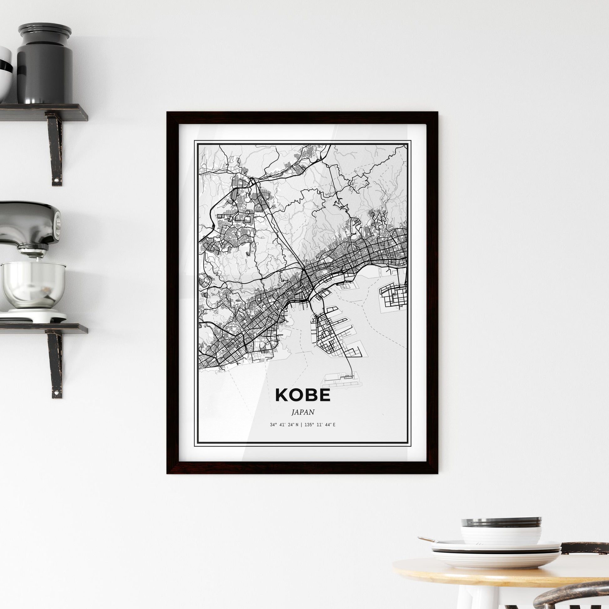 Kobe Japan - Minimal City Map