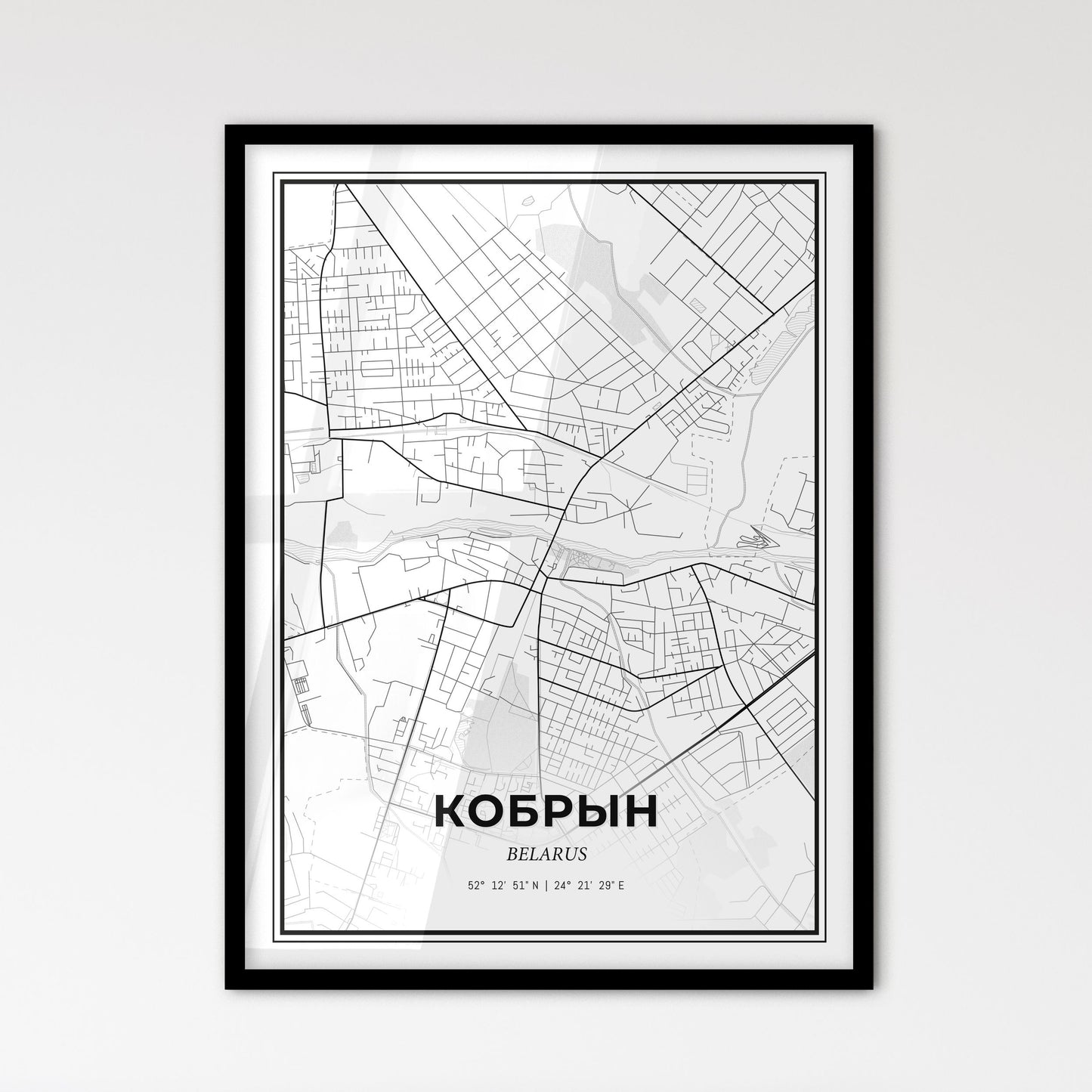 Kobryn Belarus - Scandinavian Style City Map for Modern Home Decor