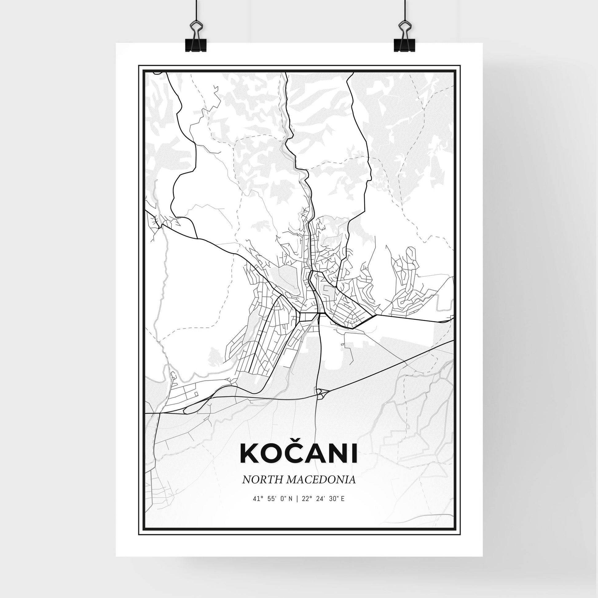 Kočani North Macedonia - Premium City Map Poster