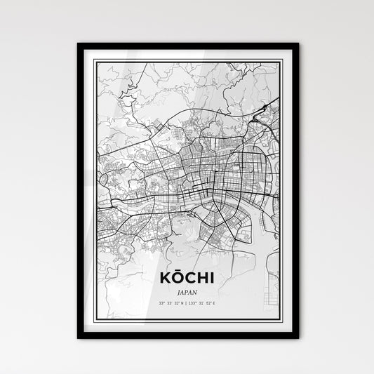 Kōchi Japan - Scandinavian Style City Map for Modern Home Decor