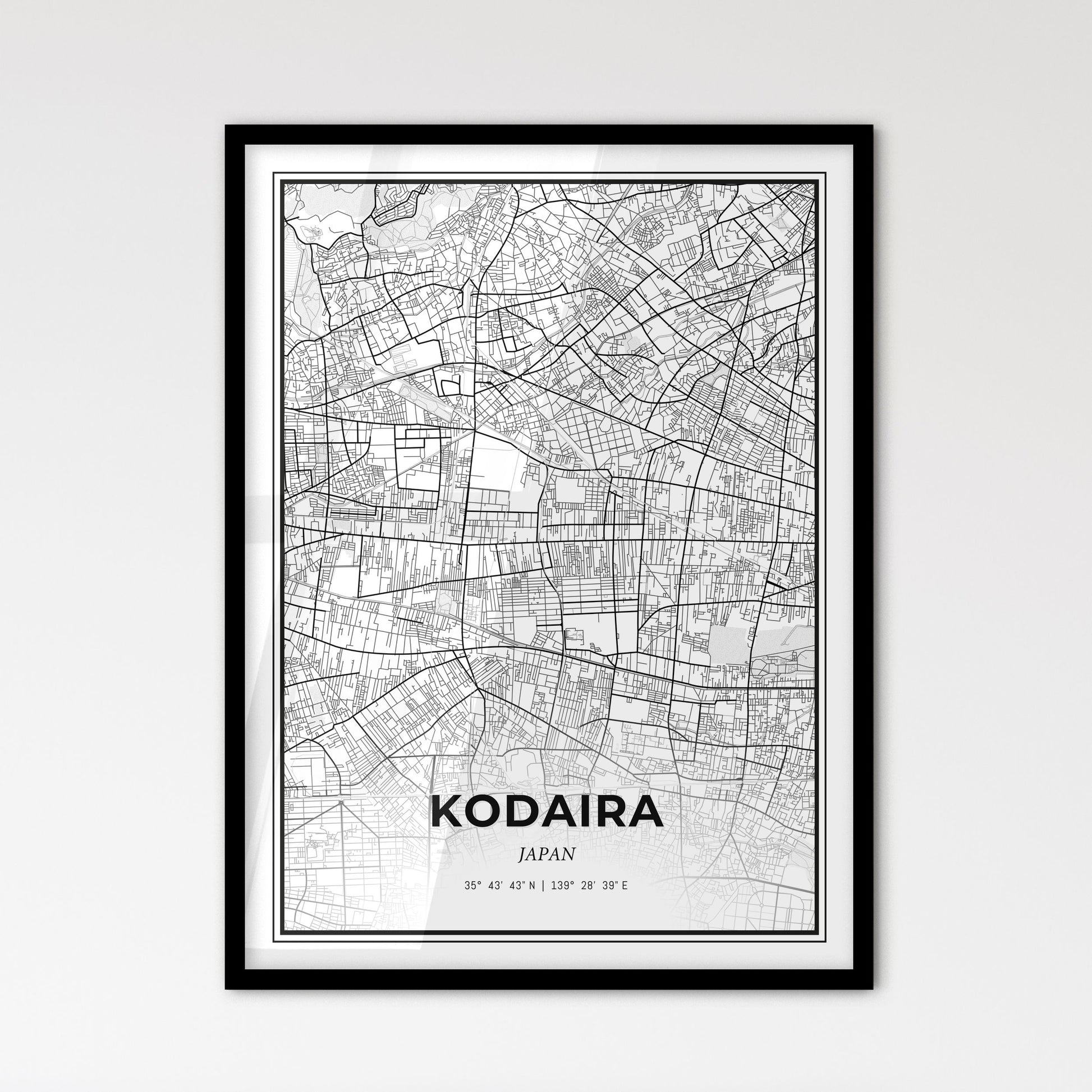 Kodaira Japan - Scandinavian Style City Map for Modern Home Decor