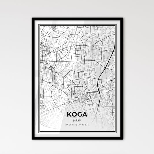 Koga Japan - Scandinavian Style City Map for Modern Home Decor