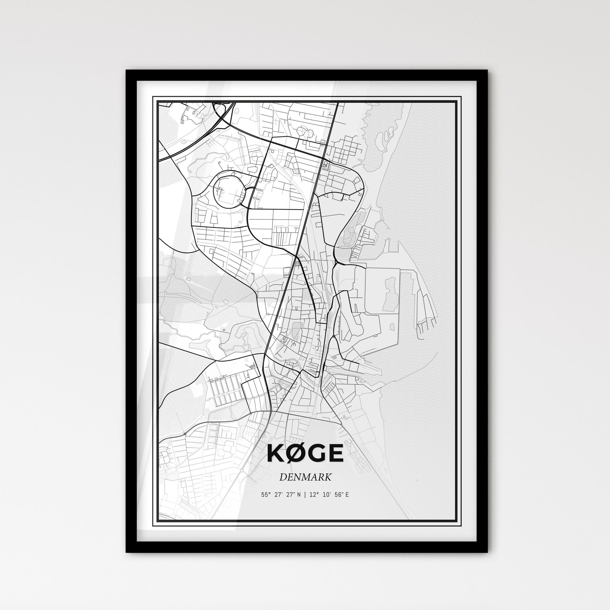 Køge Denmark - Scandinavian Style City Map for Modern Home Decor