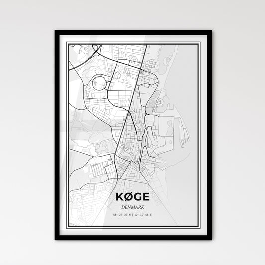 Køge Denmark - Scandinavian Style City Map for Modern Home Decor