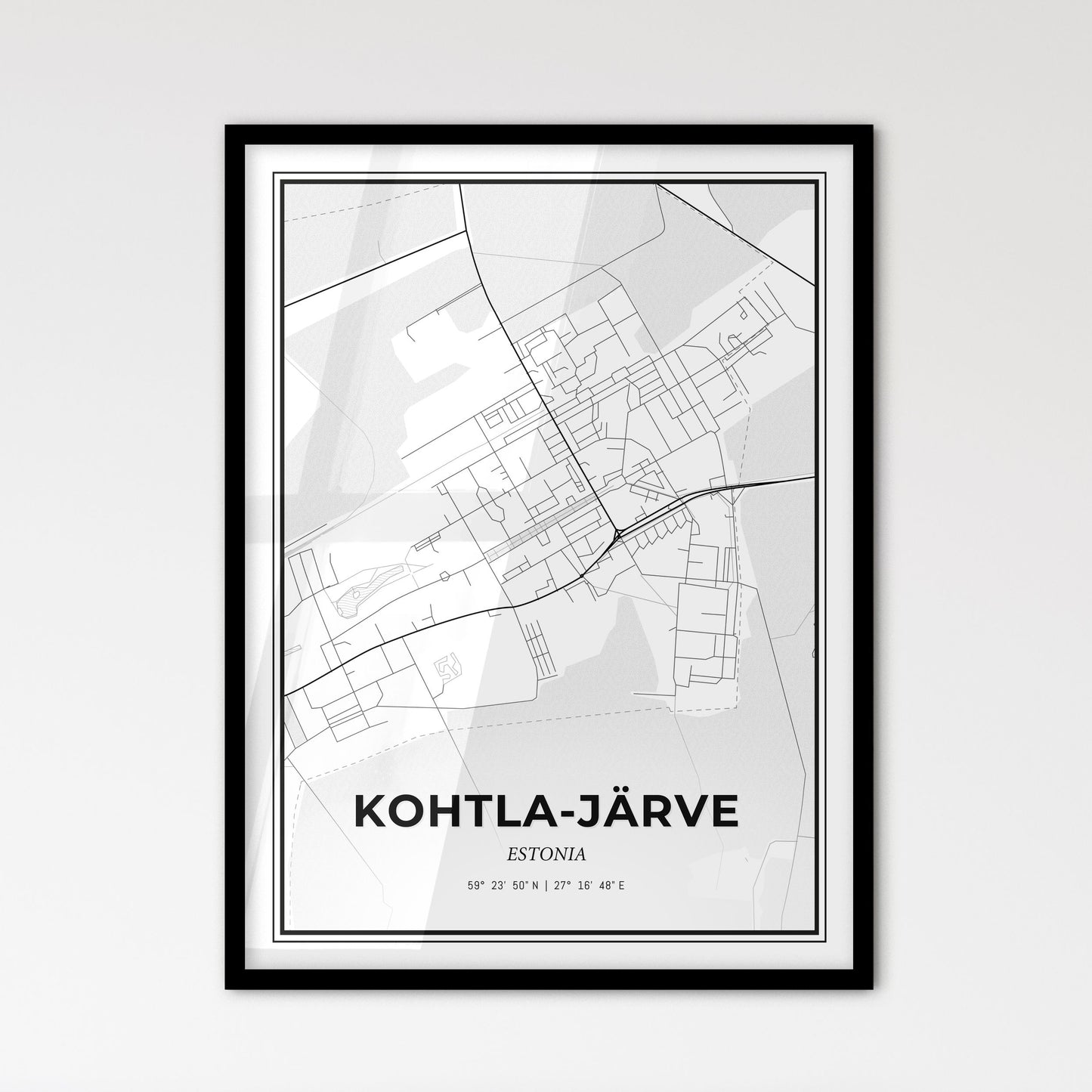 Kohtla-Järve Estonia - Scandinavian Style City Map for Modern Home Decor