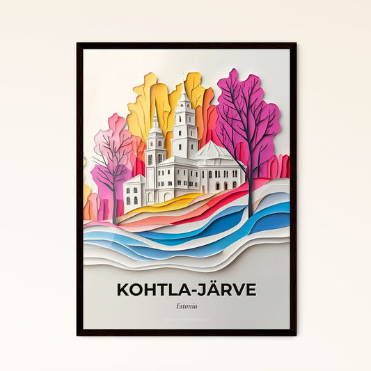 Vivid Kohtla-Järve, Estonia - a paper cut of a church and trees