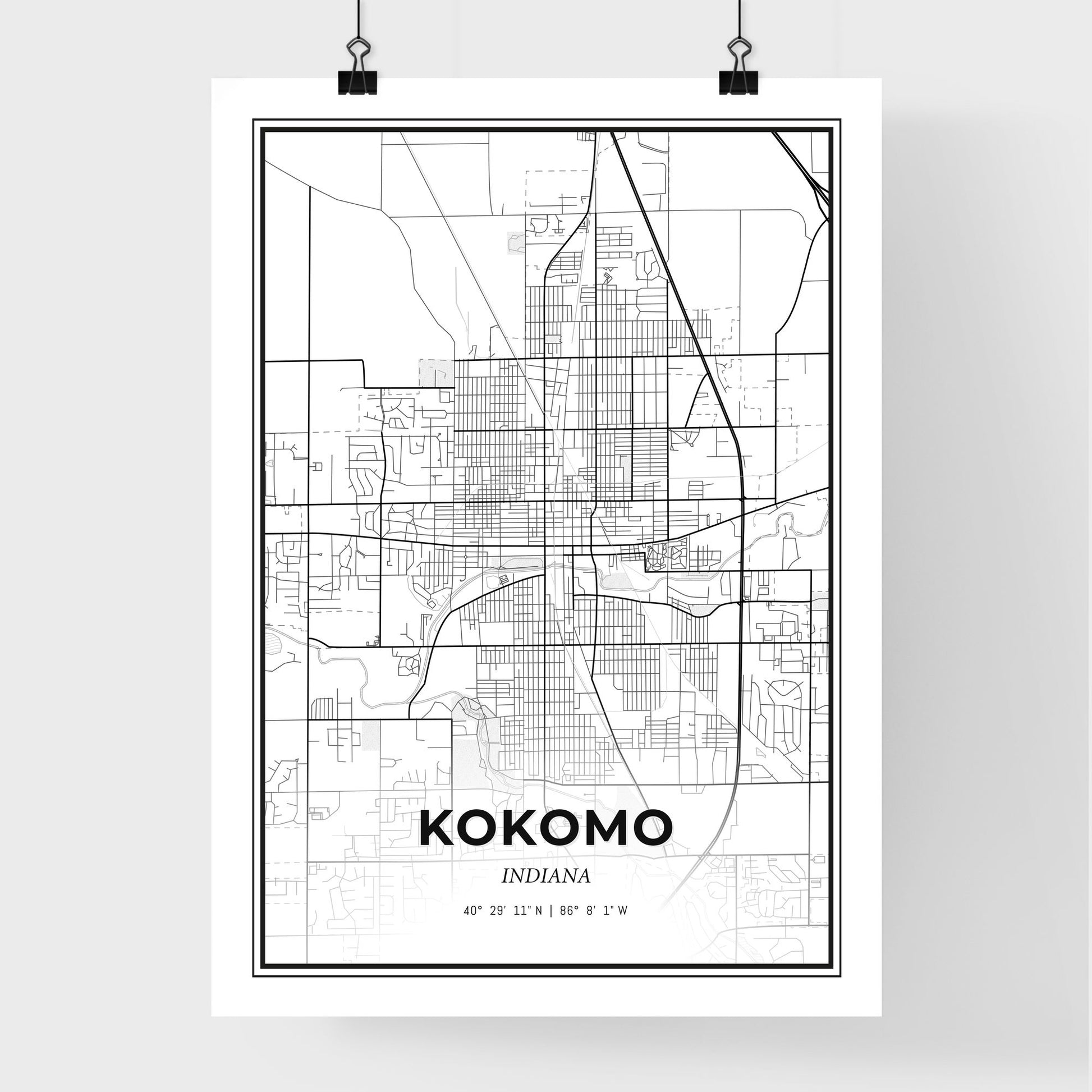 Kokomo Indiana - Premium City Map Poster