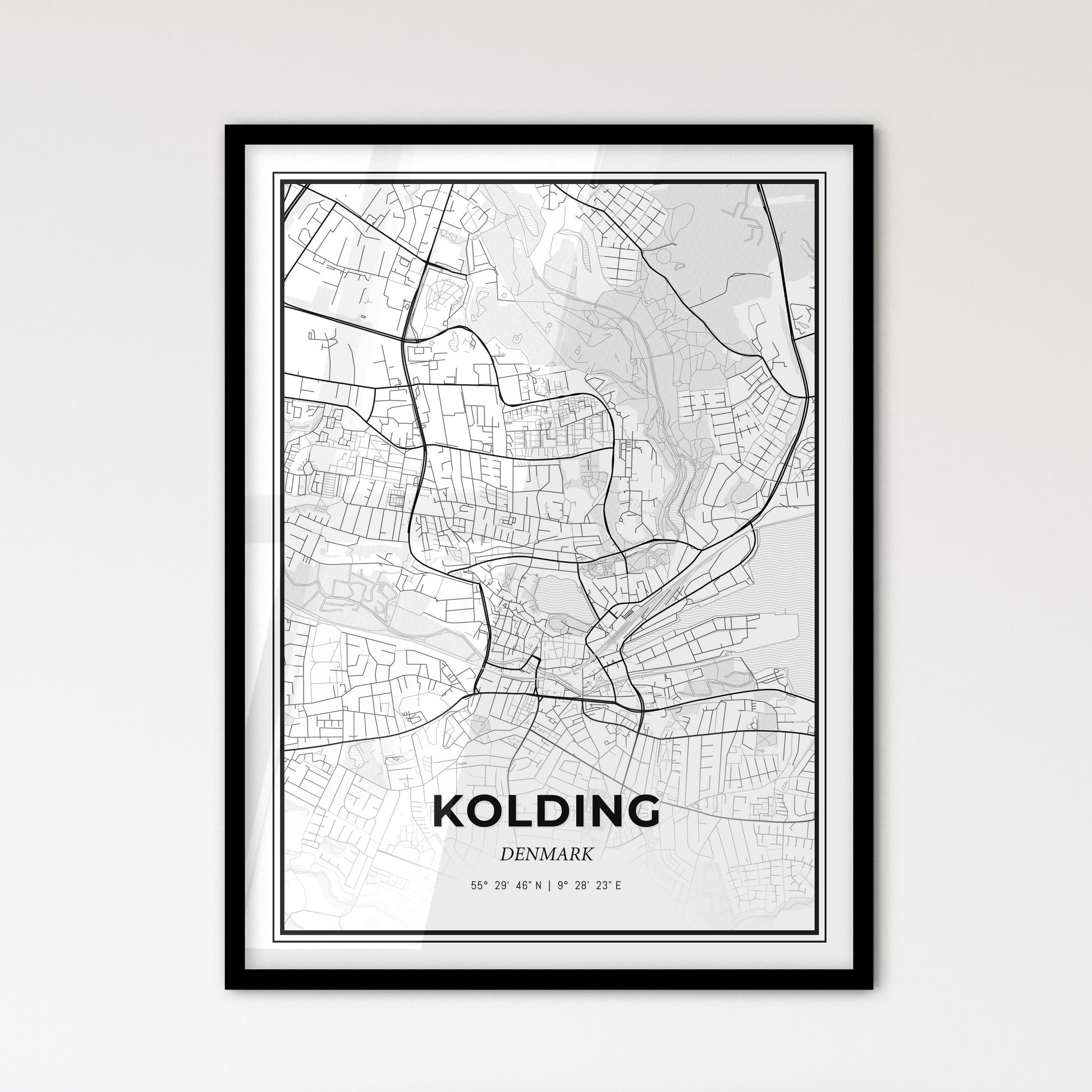 Kolding Denmark - Scandinavian Style City Map for Modern Home Decor