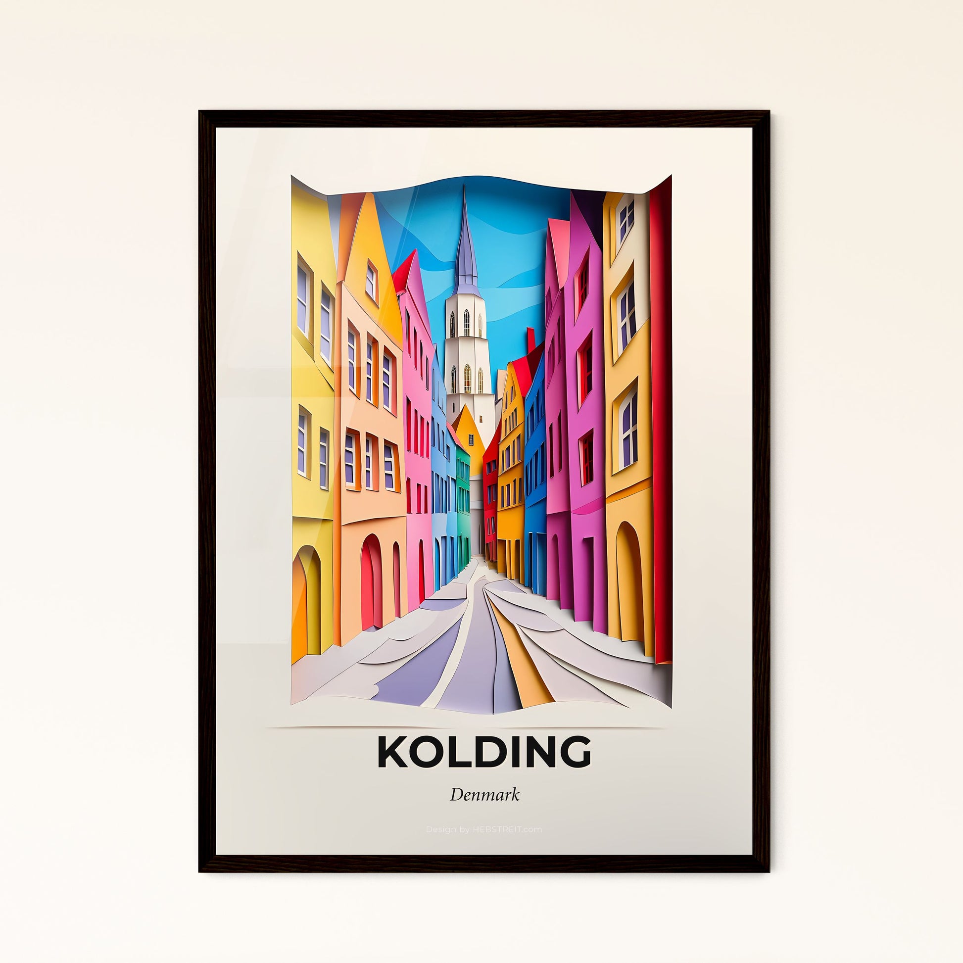 Vivid Kolding, Denmark - a street with buildings and a clock tower