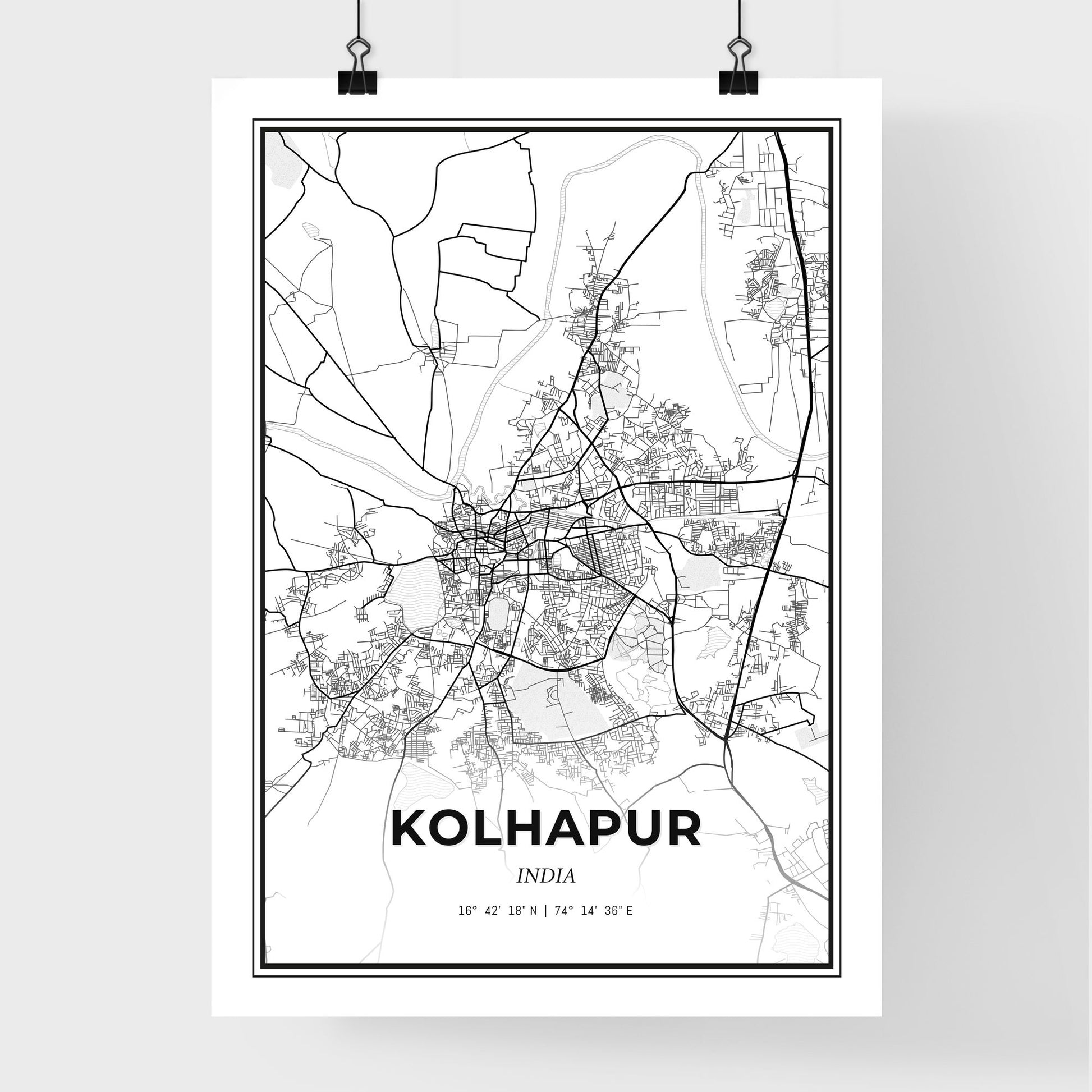 Kolhapur India - Premium City Map Poster