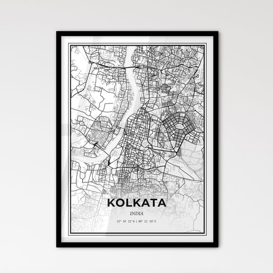 Kolkata India - Scandinavian Style City Map for Modern Home Decor