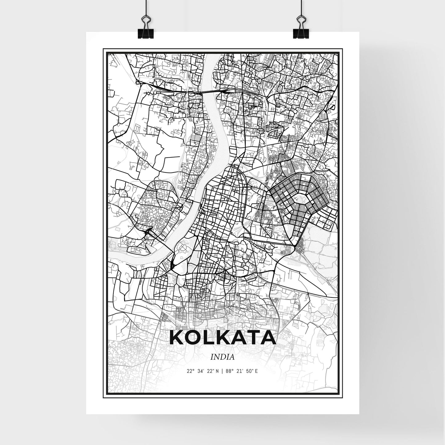 Kolkata India - Premium City Map Poster