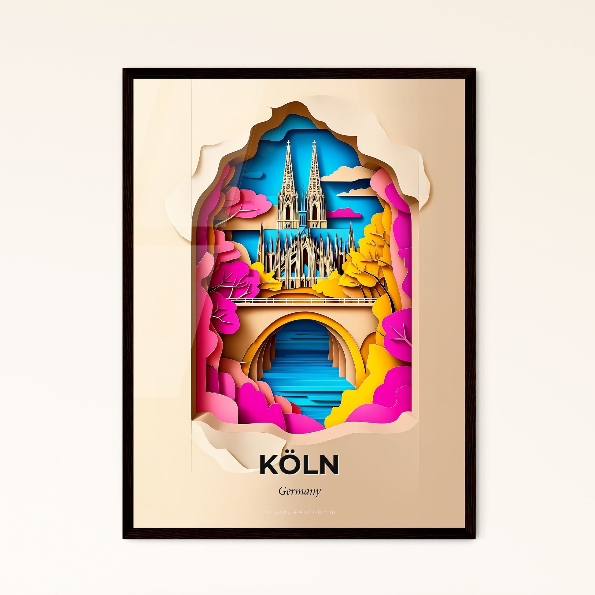 Vivid Cologne, Germany - a paper cut of a castle with a bridge