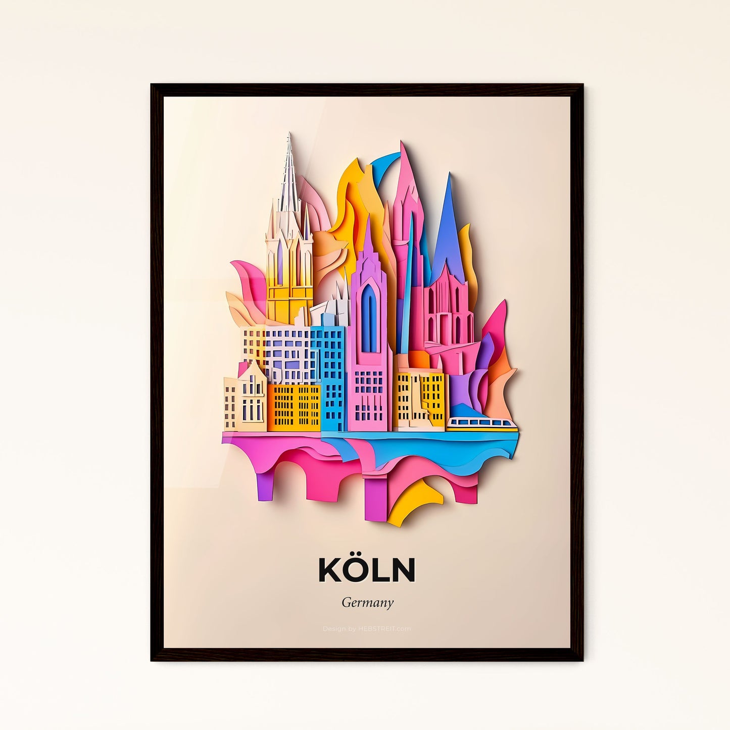 Vivid Cologne, Germany - a paper cut of a city with a fire