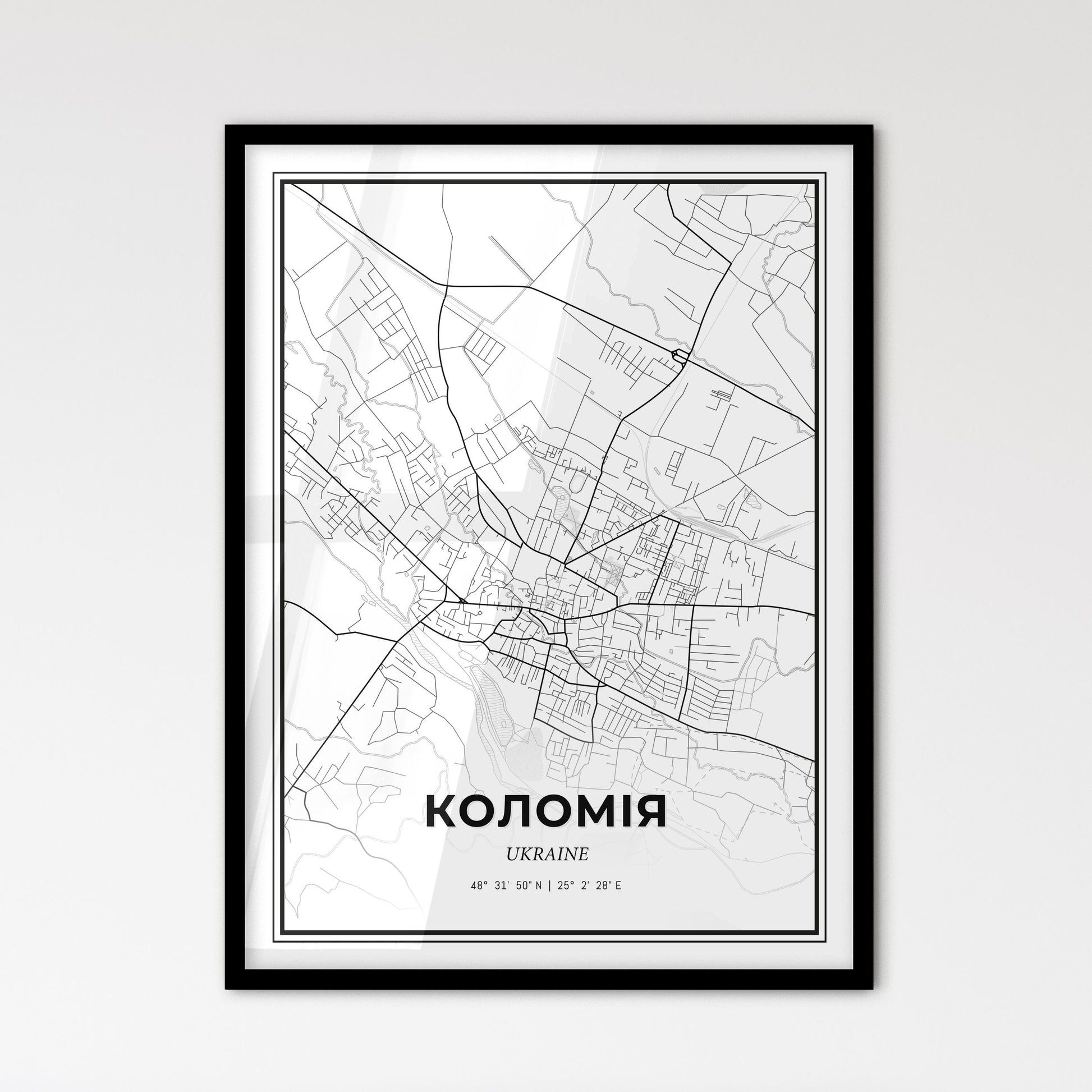 Kolomyia Ukraine - Scandinavian Style City Map for Modern Home Decor