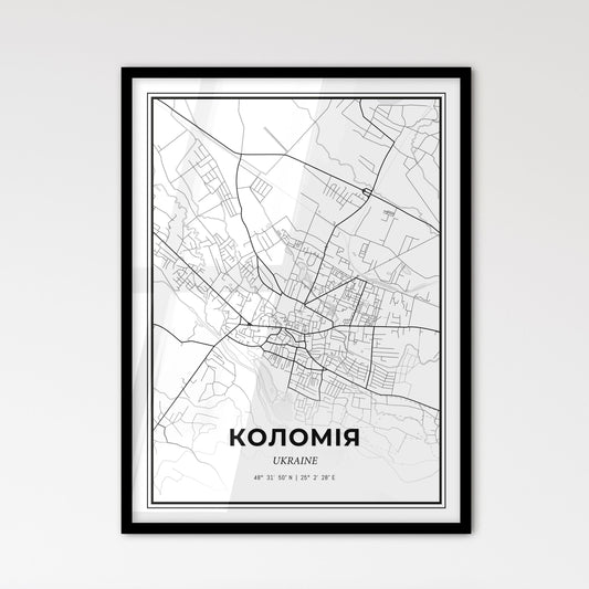 Kolomyia Ukraine - Scandinavian Style City Map for Modern Home Decor