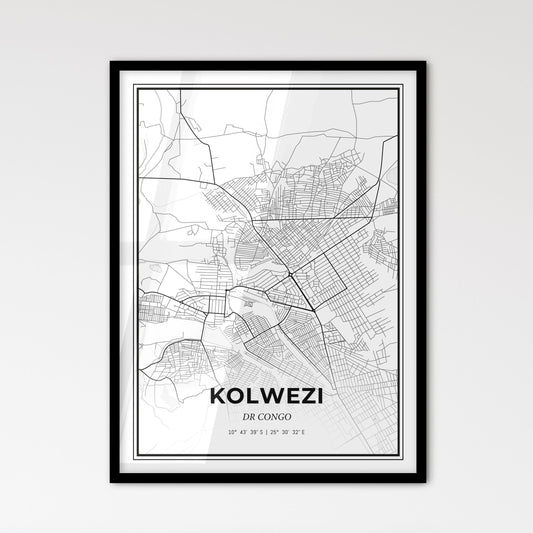 Kolwezi DR Congo - Scandinavian Style City Map for Modern Home Decor