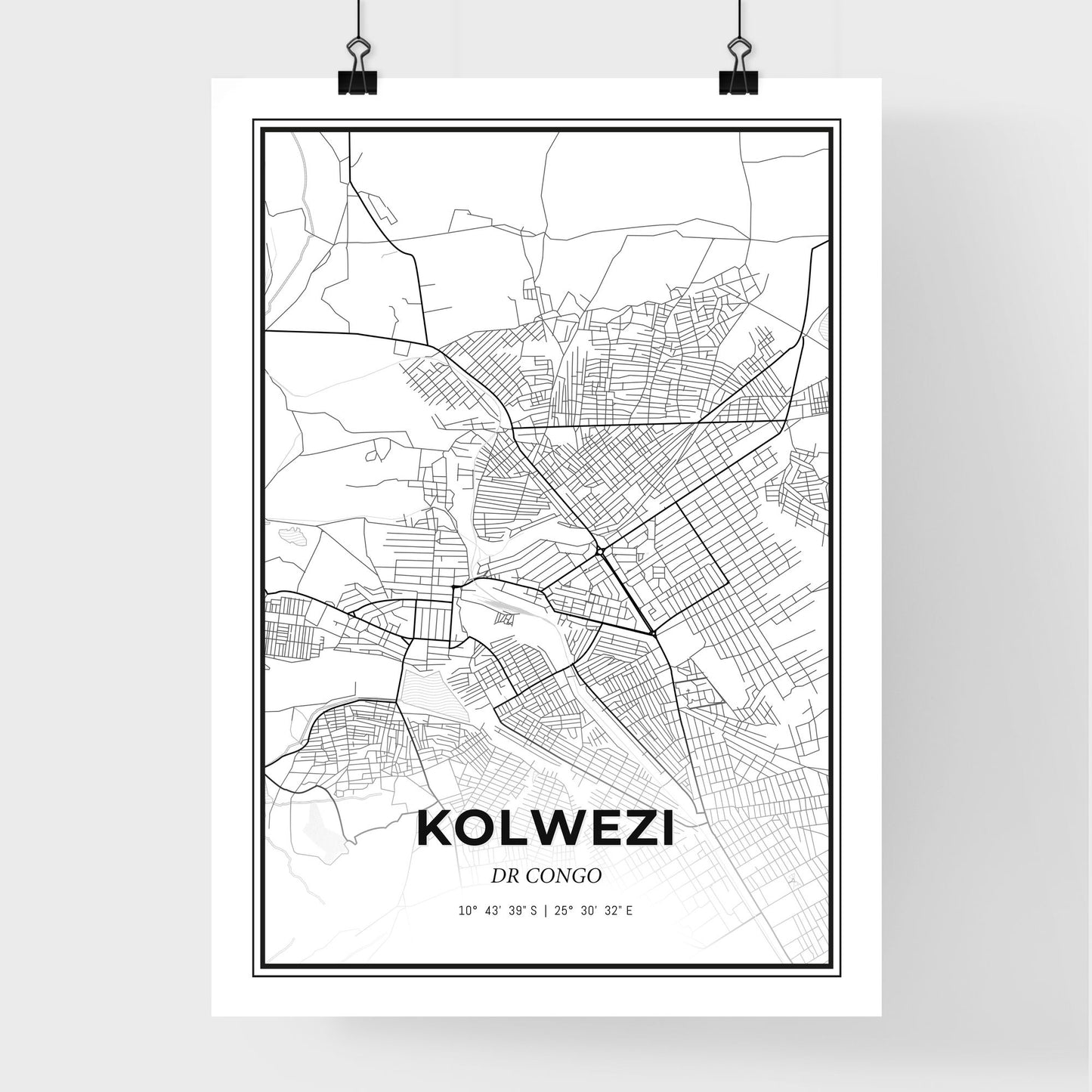 Kolwezi DR Congo - Premium City Map Poster