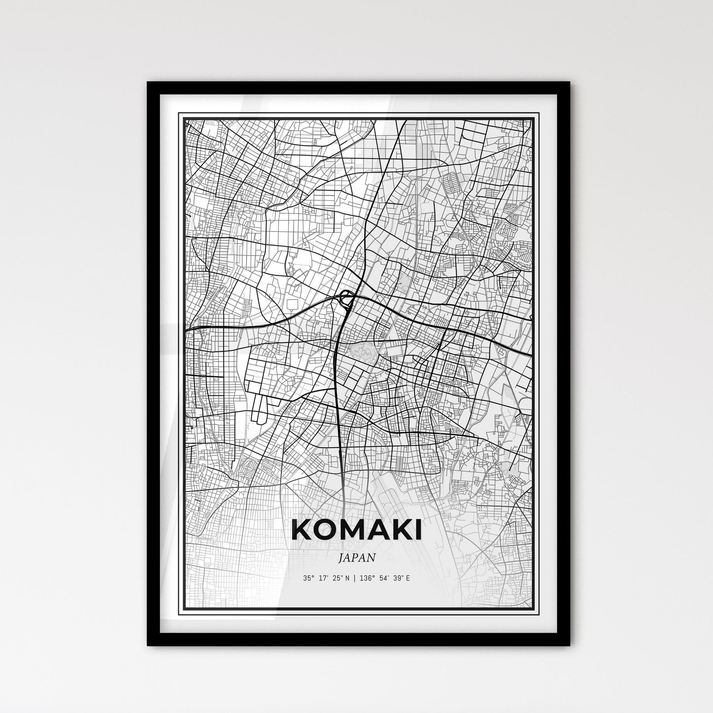 Komaki Japan - Scandinavian Style City Map for Modern Home Decor