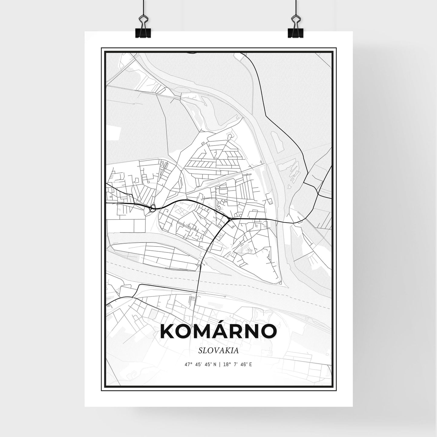 Komárno Slovakia - Premium City Map Poster