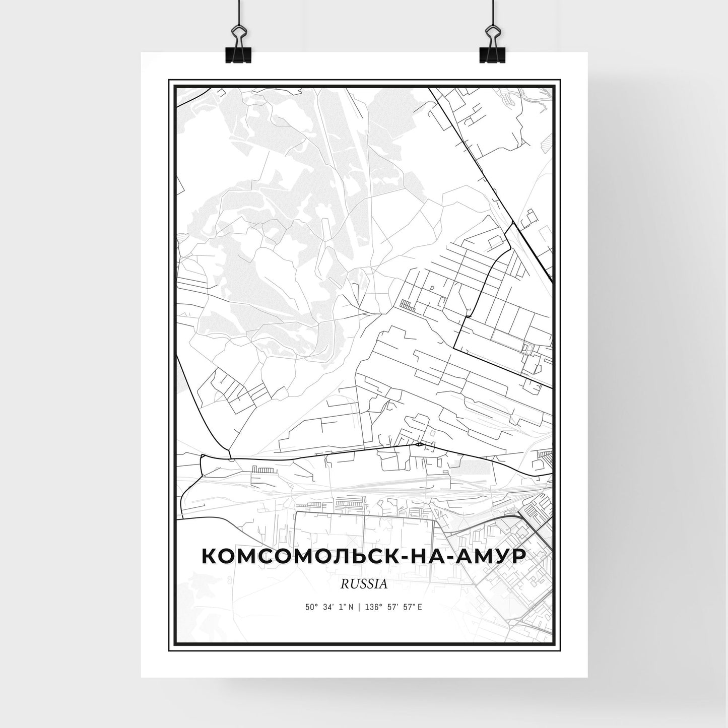 Komsomolsk-on-Amur Russia - Premium City Map Poster