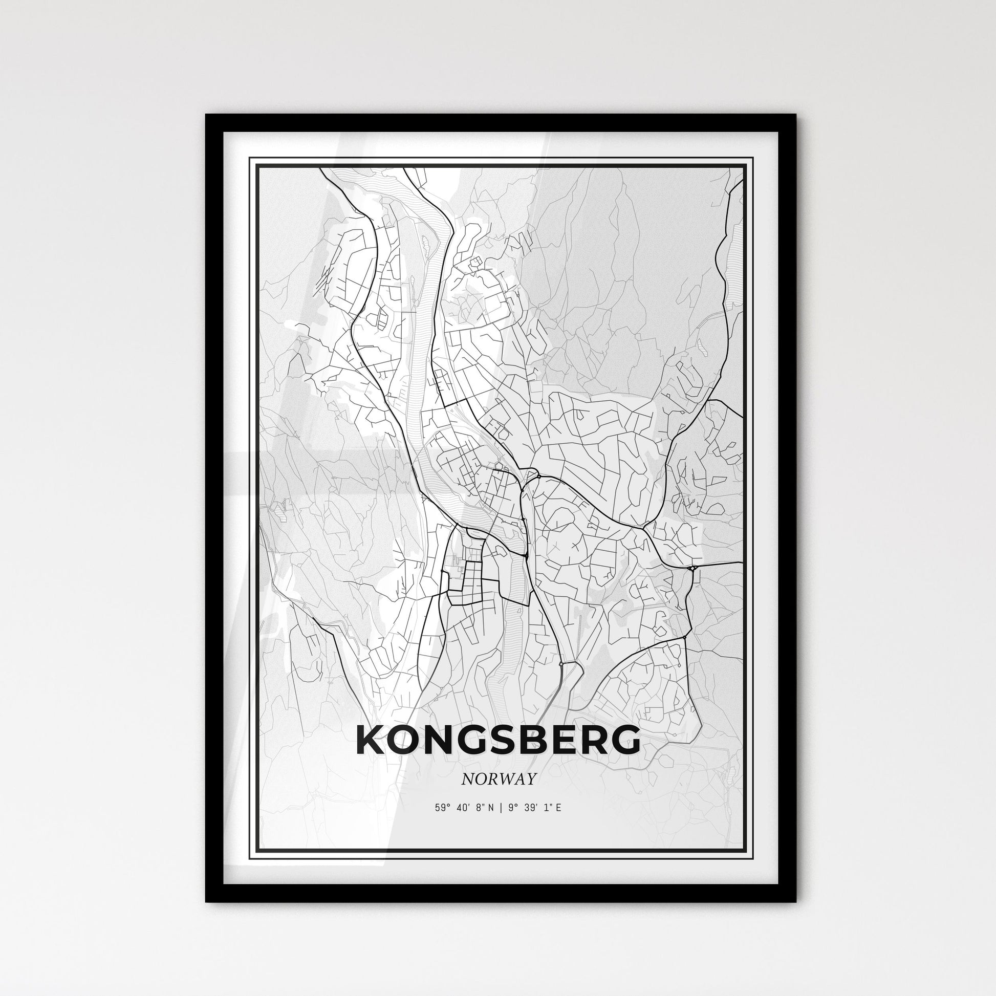 Kongsberg Norway - Scandinavian Style City Map for Modern Home Decor