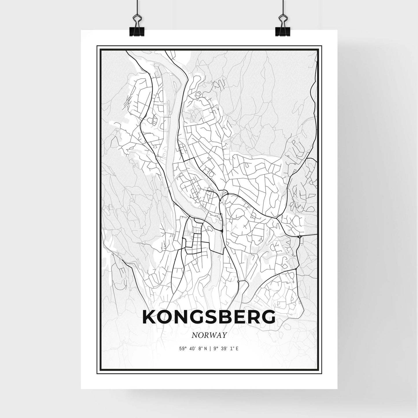 Kongsberg Norway - Premium City Map Poster