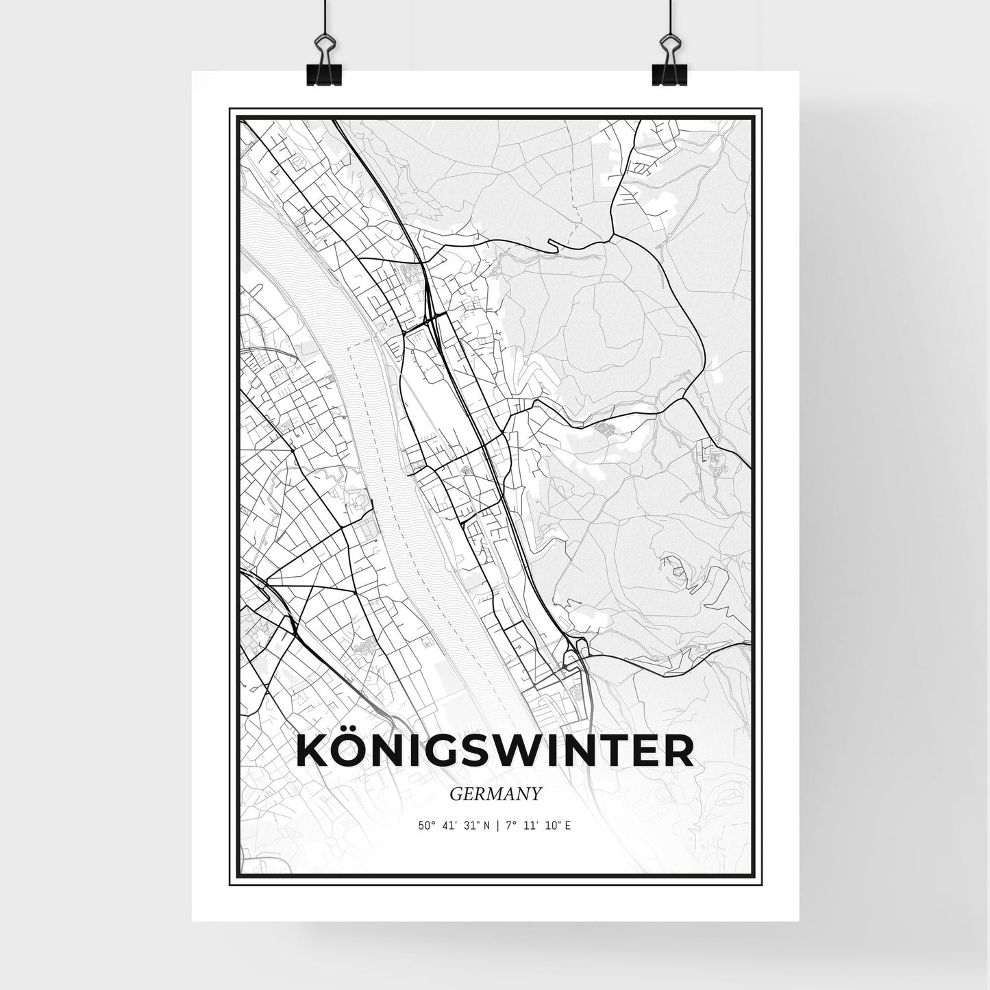 Konigswinter Germany - Premium City Map Poster