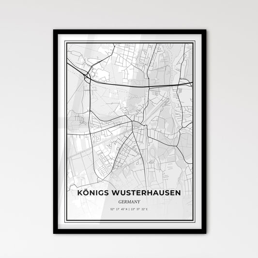 Konigs Wusterhausen Germany - Scandinavian Style City Map for Modern Home Decor