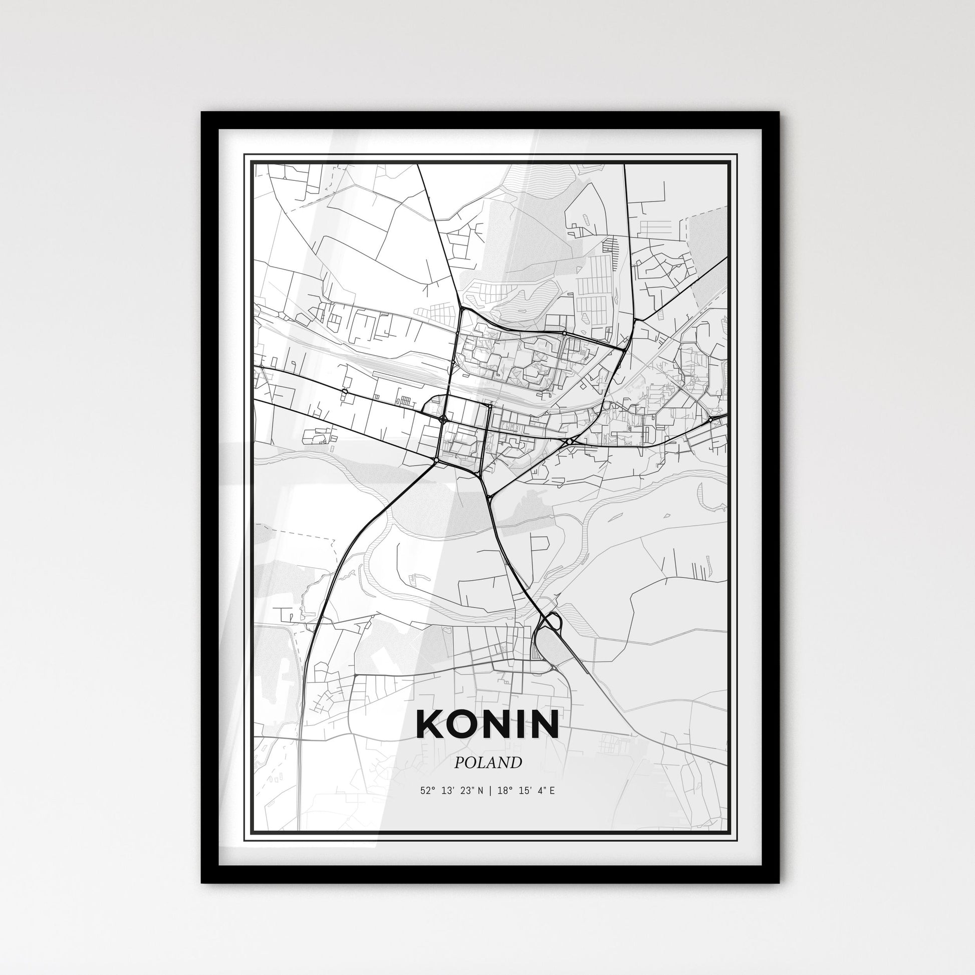 Konin Poland - Scandinavian Style City Map for Modern Home Decor