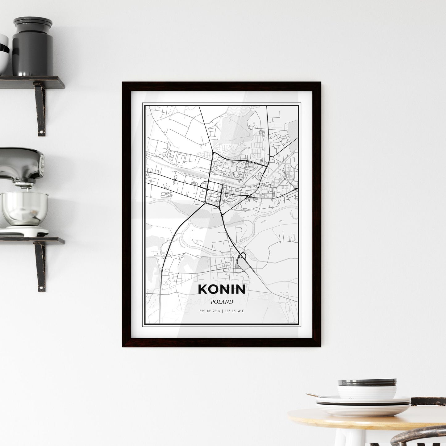 Konin Poland - Minimal City Map