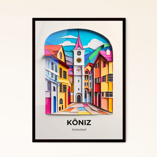 Vivid Köniz, Switzerland - a clock tower is painted on a wall