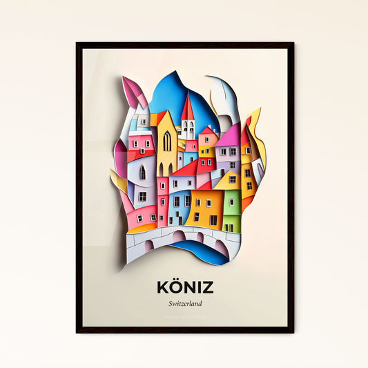 Vivid Köniz, Switzerland - a colorful city is cut out of paper