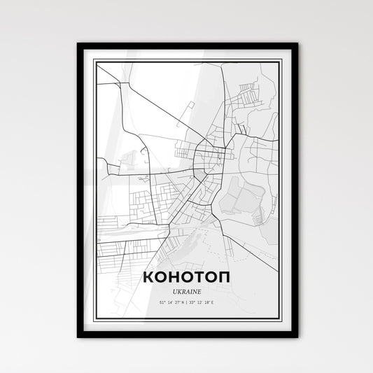 Konotop Ukraine - Scandinavian Style City Map for Modern Home Decor