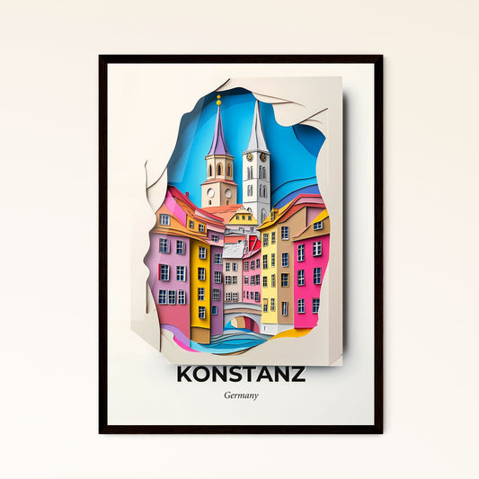 Vivid Konstanz, Germany - a paper cut of a city with a clock tower