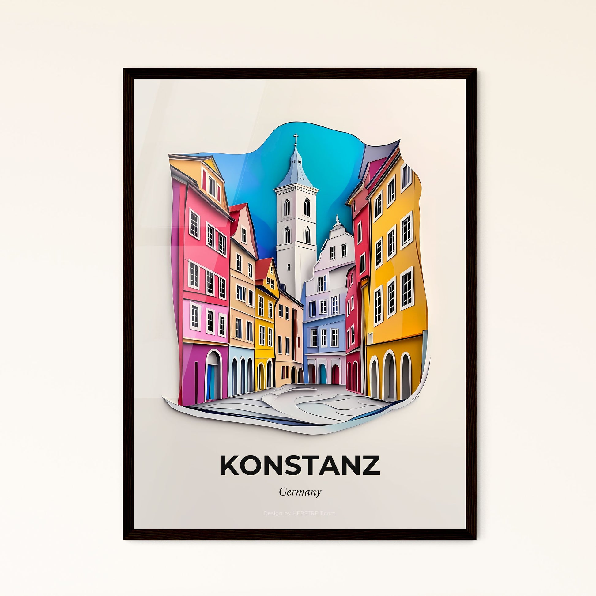 Vivid Konstanz, Germany - a paper cut of a city with a clock tower