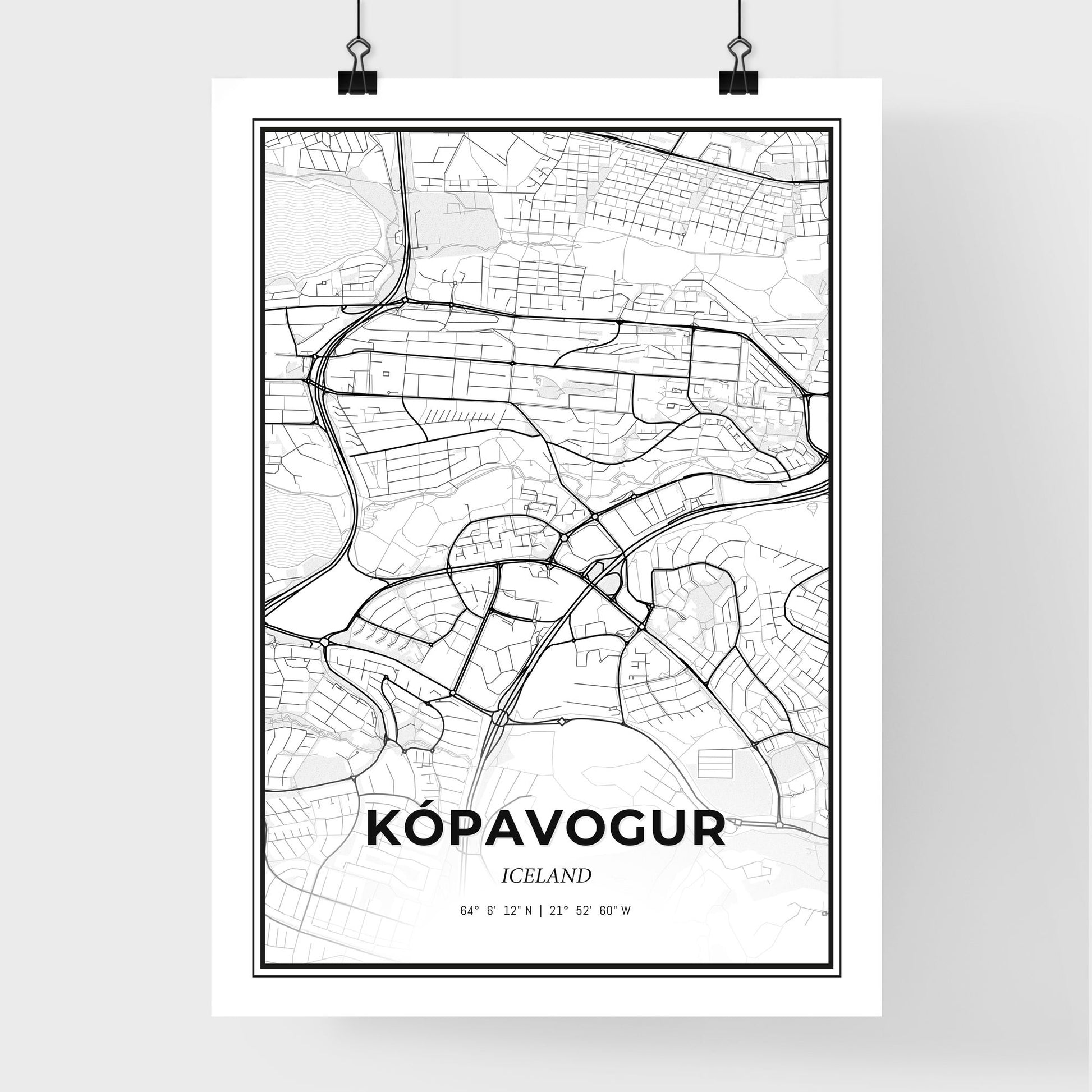 Kópavogur Iceland - Premium City Map Poster