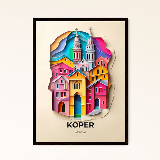 Vivid Koper, Slovenia - a paper cut of a city with a clock tower