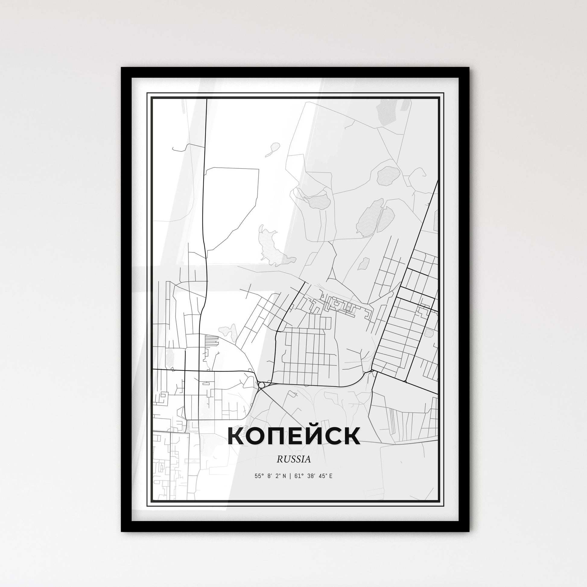 Kopeysk Russia - Scandinavian Style City Map for Modern Home Decor