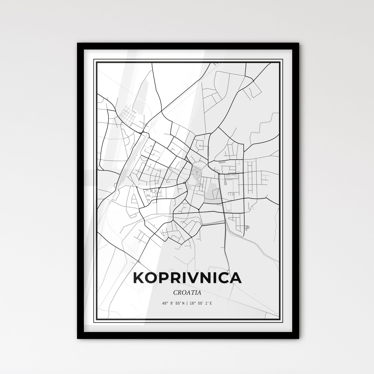 Koprivnica  Croatia - Scandinavian Style City Map for Modern Home Decor