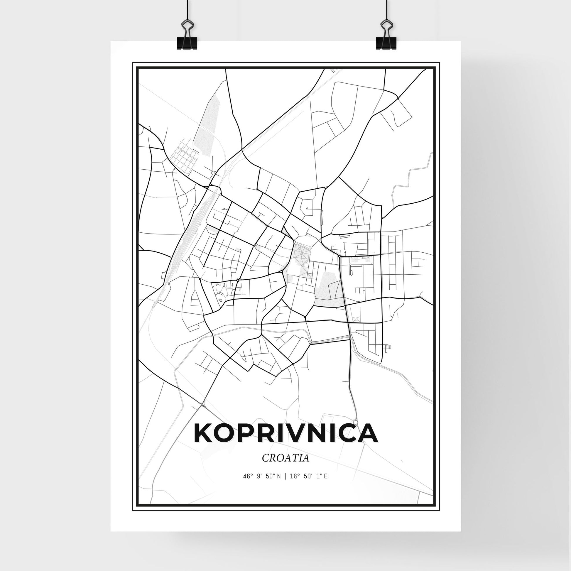 Koprivnica  Croatia - Premium City Map Poster