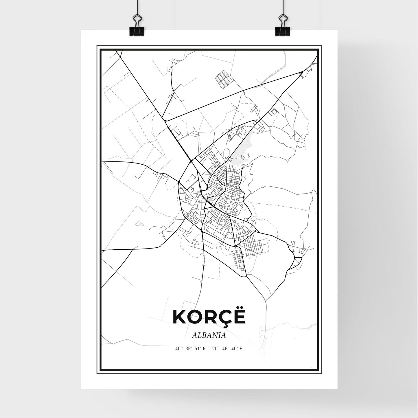 Korçë Albania - Premium City Map Poster