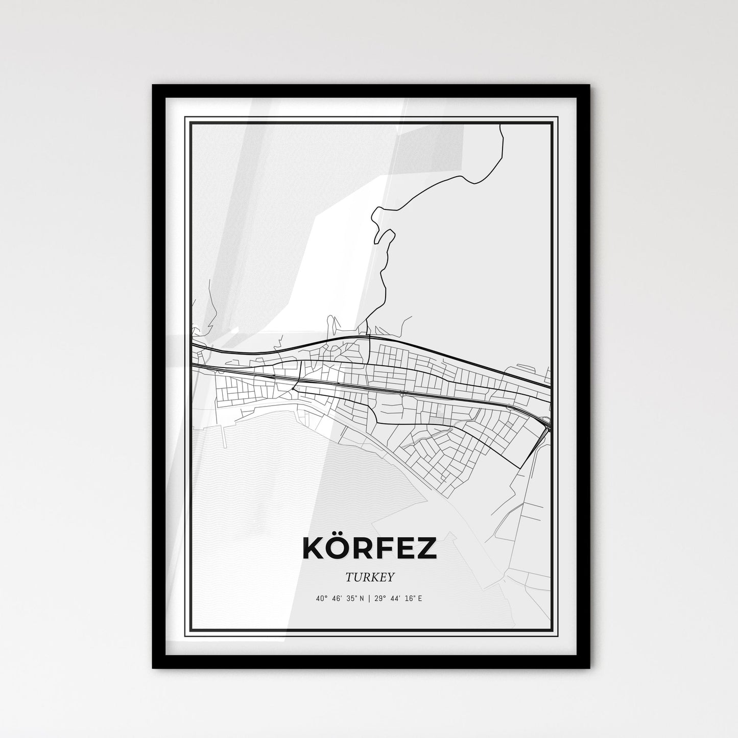 Körfez Turkey - Scandinavian Style City Map for Modern Home Decor