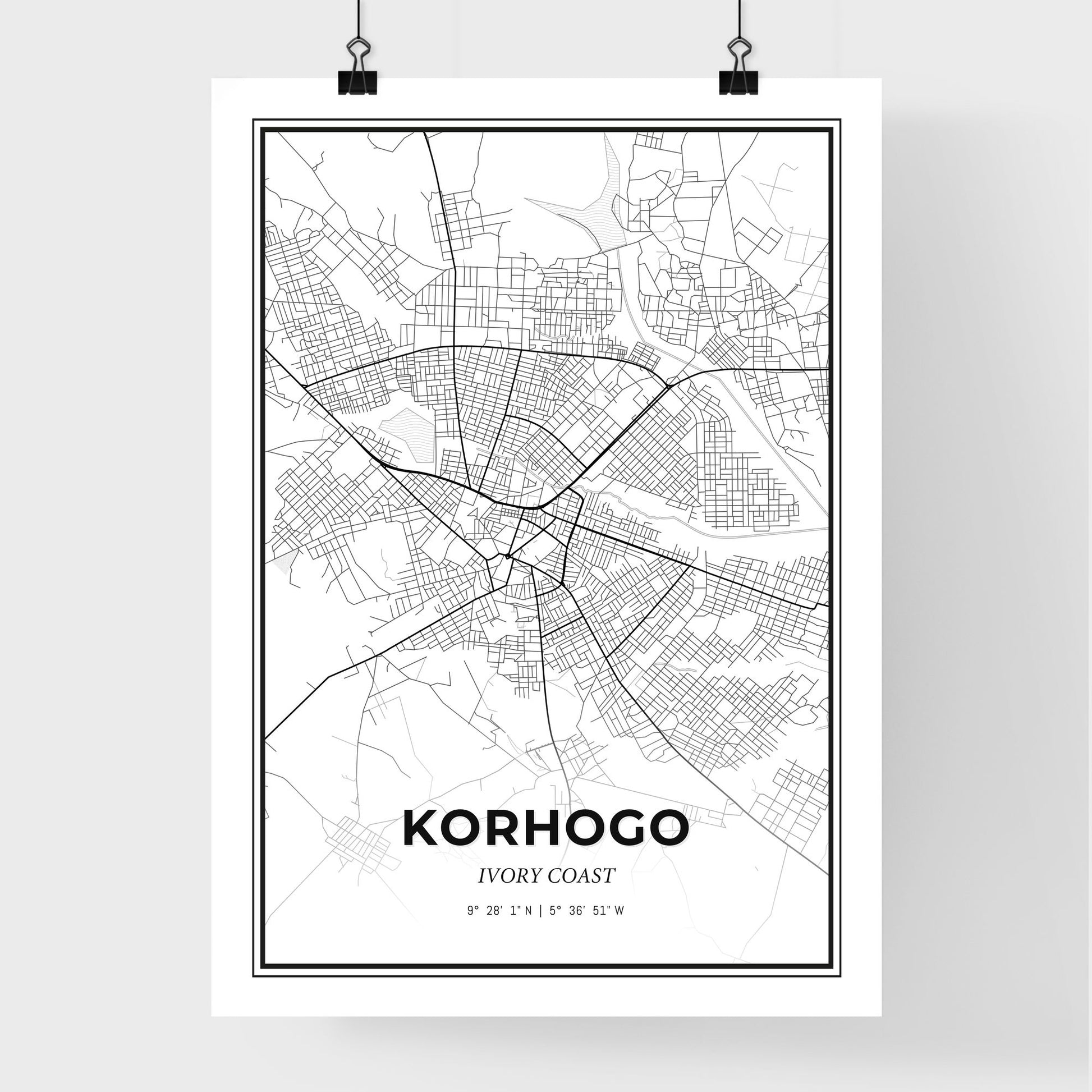 Korhogo Ivory Coast - Premium City Map Poster