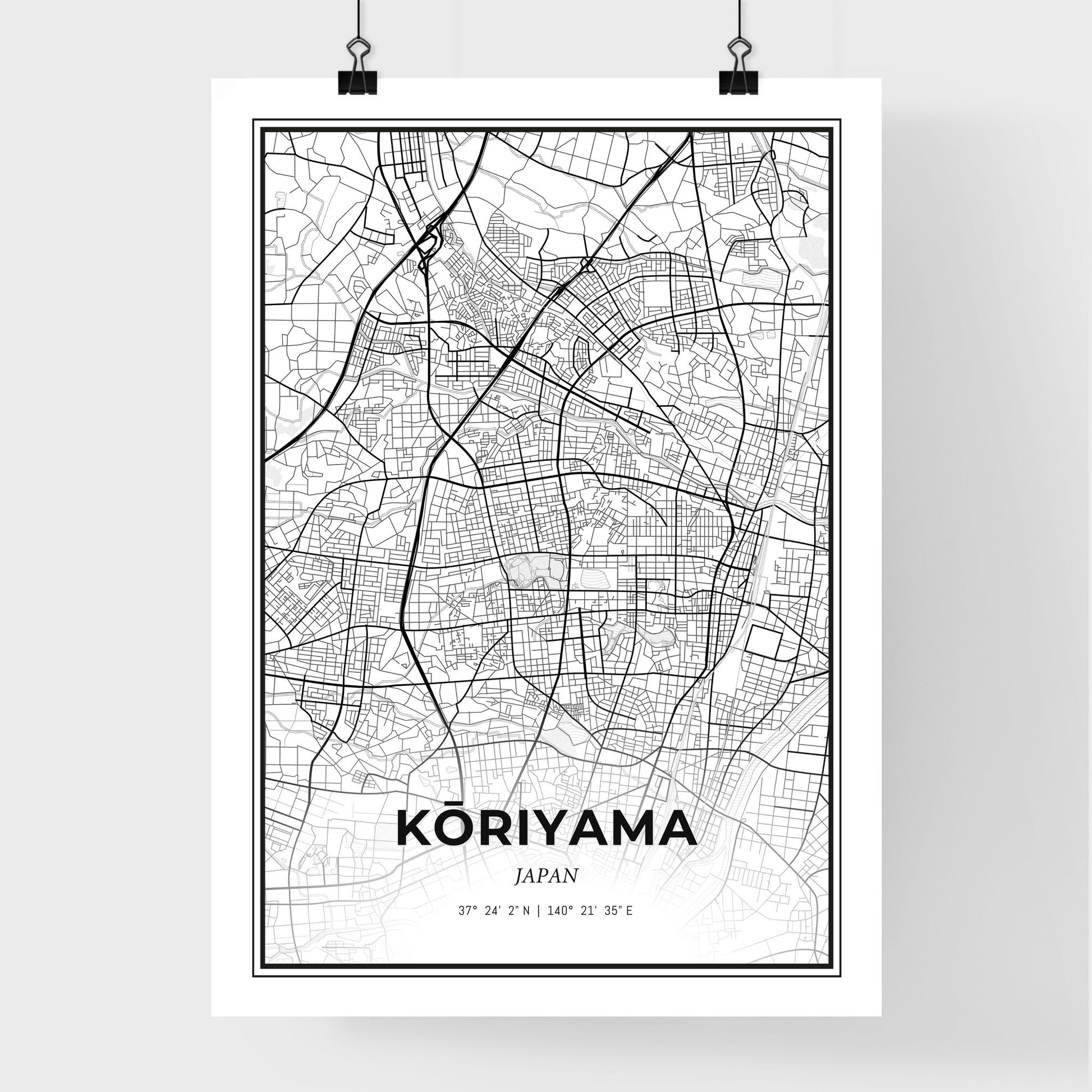 Kōriyama Japan - Premium City Map Poster