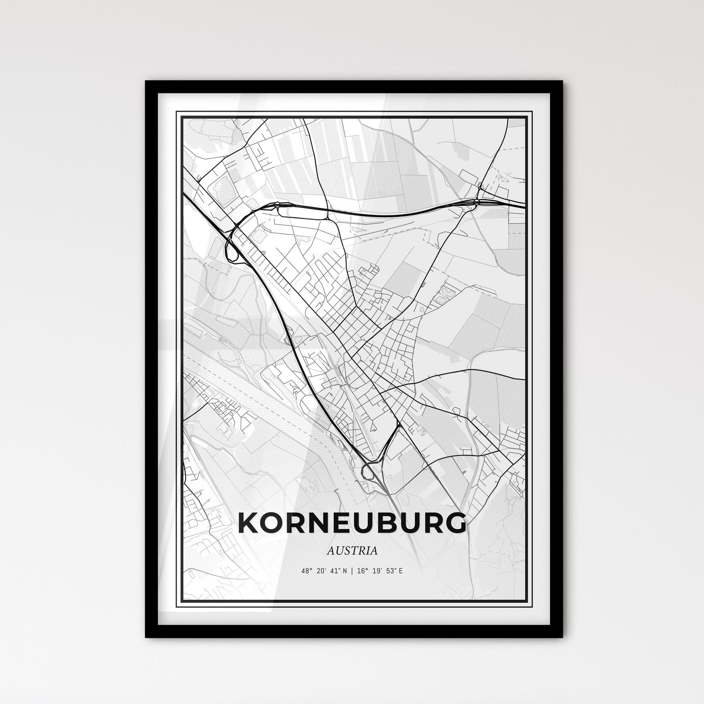 Korneuburg Austria - Scandinavian Style City Map for Modern Home Decor