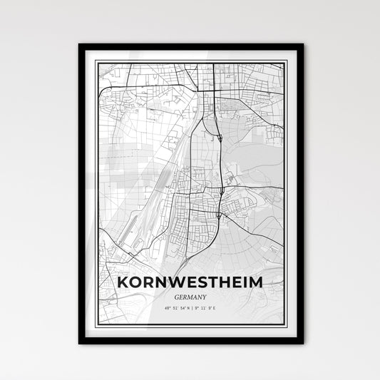 Kornwestheim Germany - Scandinavian Style City Map for Modern Home Decor