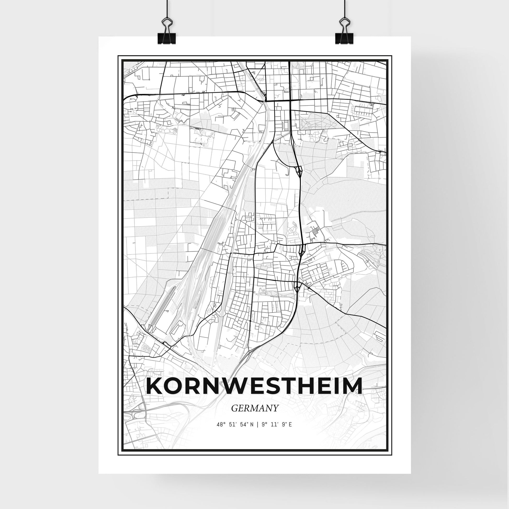 Kornwestheim Germany - Premium City Map Poster