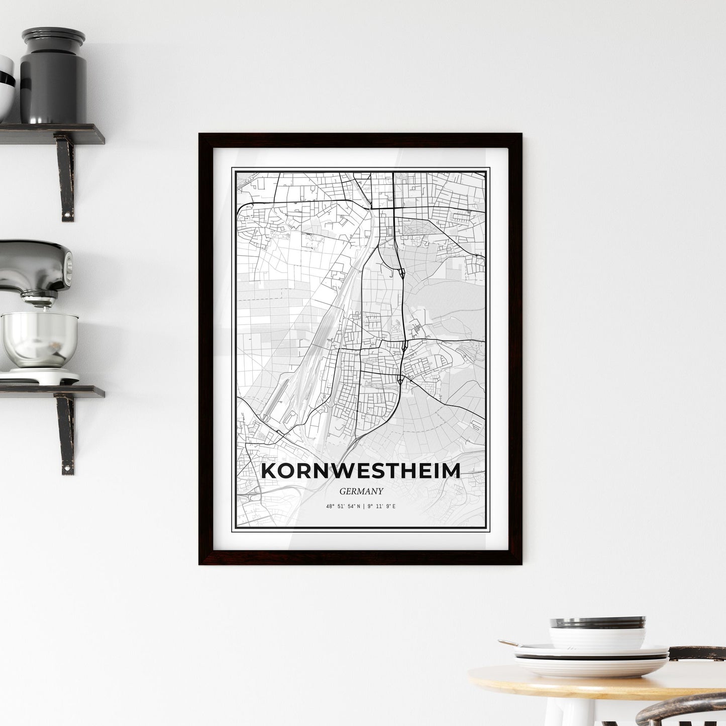 Kornwestheim Germany - Minimal City Map