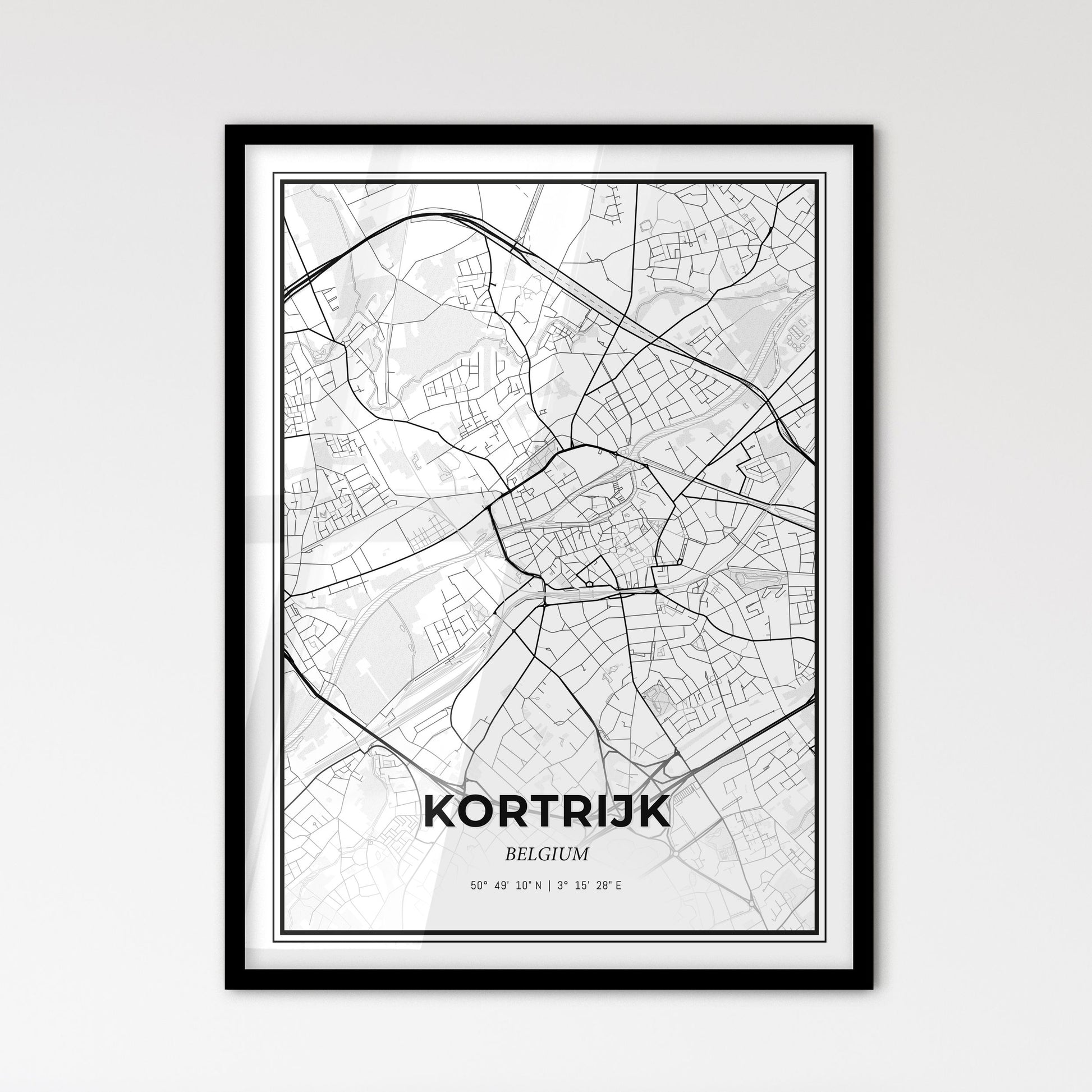 Kortrijk  Belgium - Scandinavian Style City Map for Modern Home Decor